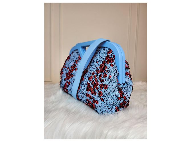 Borsa in tessuto Bubble Point Bottega Veneta blu - vista 11