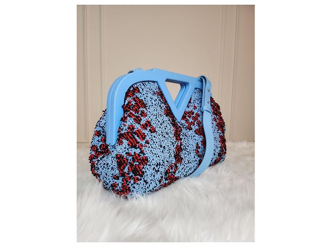 Borsa in tessuto Bubble Point Bottega Veneta blu - vista 12