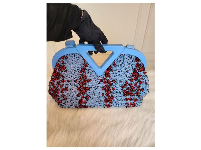 Borsa in tessuto Bubble Point Bottega Veneta blu - vista 14
