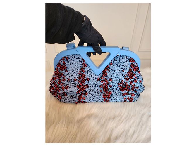 Borsa in tessuto Bubble Point Bottega Veneta blu - vista 15