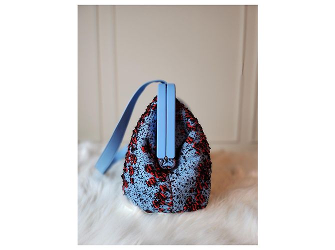 Borsa in tessuto Bubble Point Bottega Veneta blu - vista 7