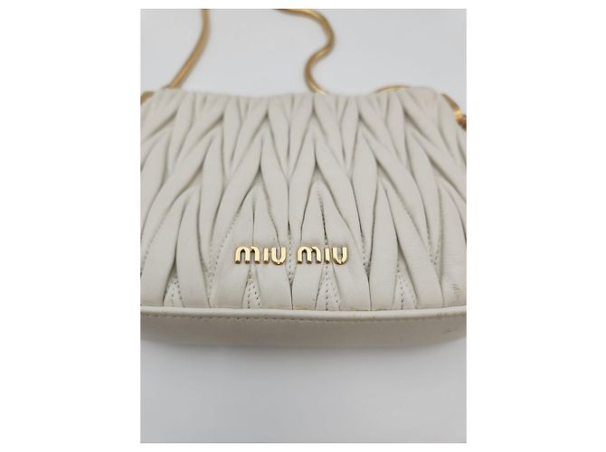 Borsa a Spalla Matelassé Miu Miu Avorio Bianco - vista 10