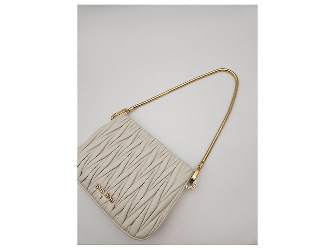 Borsa a Spalla Matelassé Miu Miu Avorio Bianco - vista 11