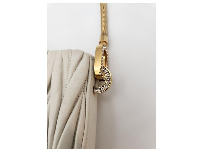 Borsa a Spalla Matelassé Miu Miu Avorio Bianco - vista 12