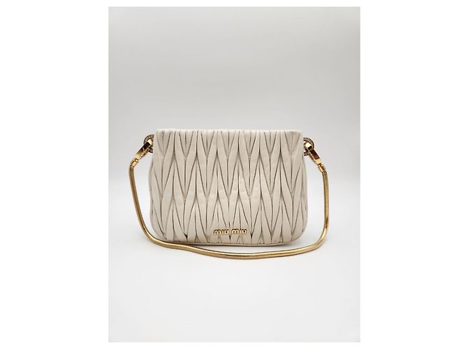 Borsa a Spalla Matelassé Miu Miu Avorio Bianco - vista 2