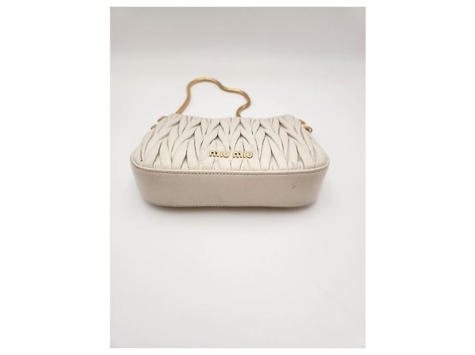 Borsa a Spalla Matelassé Miu Miu Avorio Bianco - vista 4