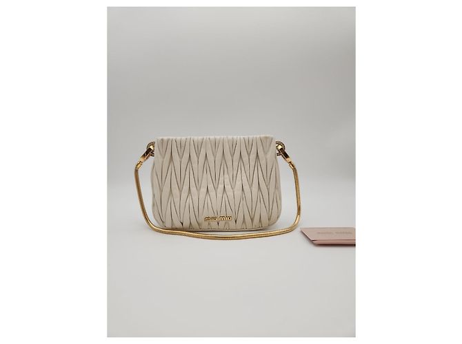 Borsa a Spalla Matelassé Miu Miu Avorio Bianco - vista 5