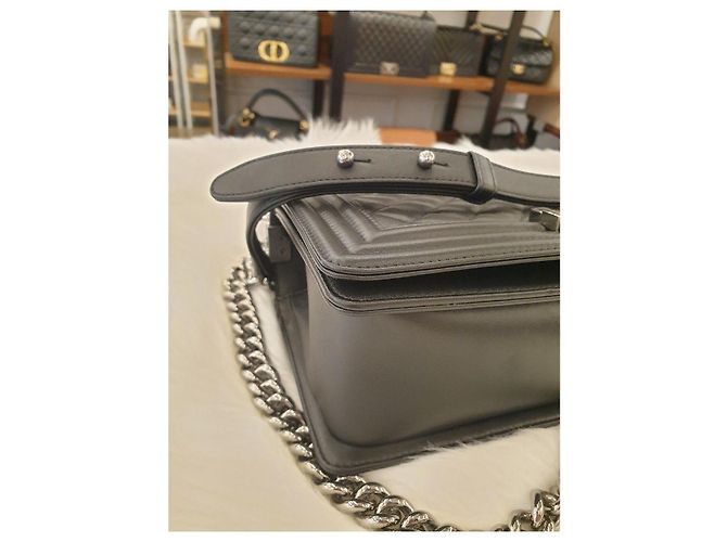 Chanel Borsa Boy Media in Pelle di Agnello Nera Nero - vista 10