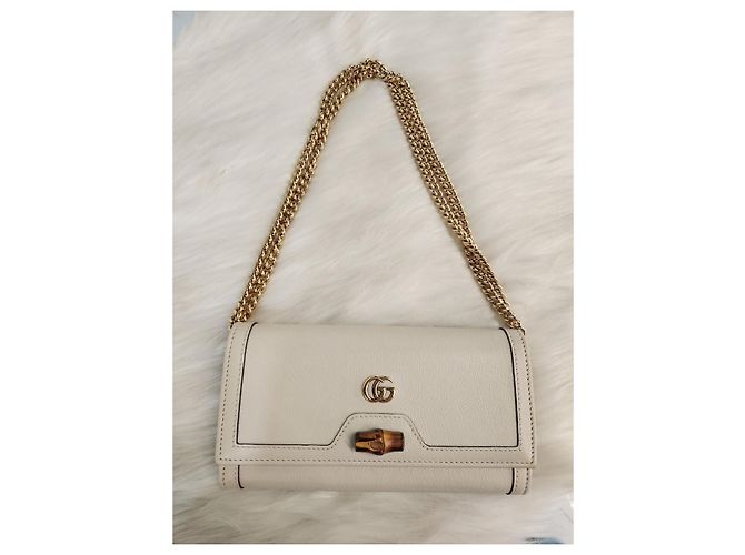 Gucci Portafoglio con catena Diana Bianco - vista 5