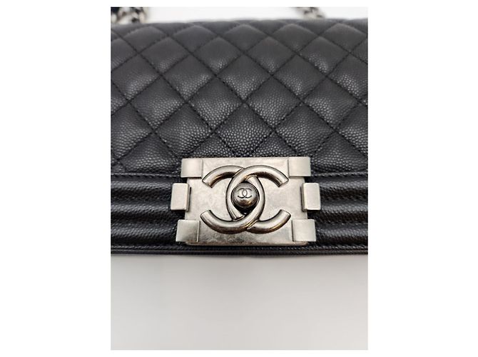 Chanel Borsa Boy Media Caviar Nera Serie Nero - vista 11