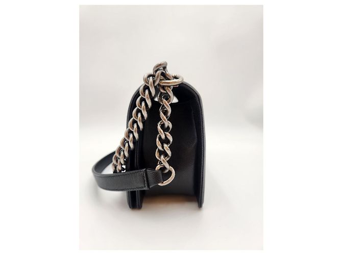 Chanel Borsa Boy Media Caviar Nera Serie Nero - vista 3