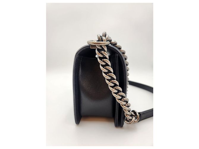 Chanel Borsa Boy Media Caviar Nera Serie Nero - vista 9