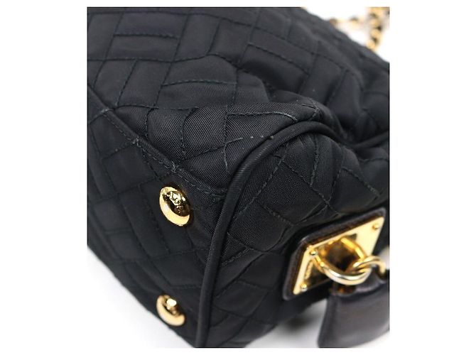 Prada Borsa a spalla nera trapuntata con catena Nero - vista 5