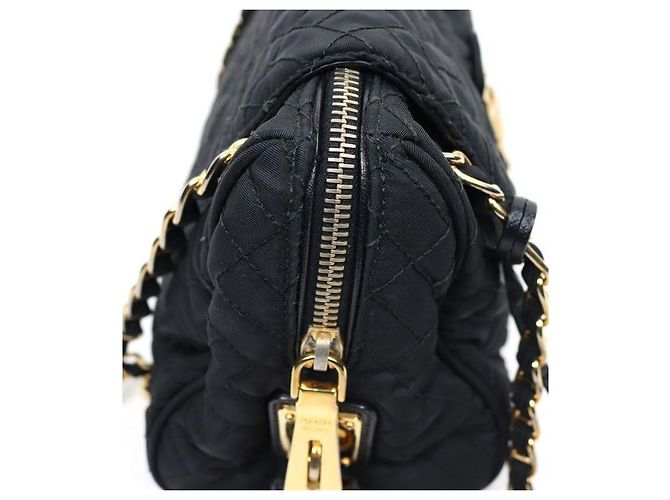 Prada Borsa a spalla nera trapuntata con catena Nero - vista 7
