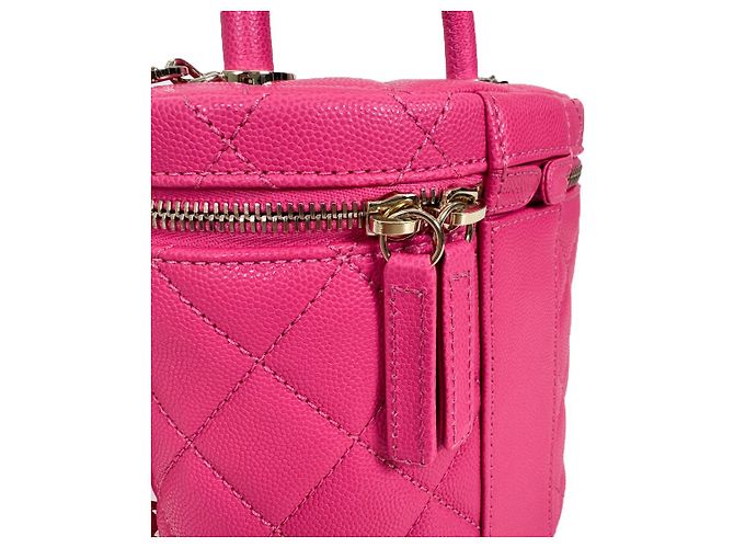 Vanity Chanel Coco Borsa a Mano Caviar in Pelle di Vitello Rosa - vista 10