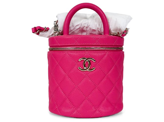 Vanity Chanel Coco Borsa a Mano Caviar in Pelle di Vitello Rosa - vista 3