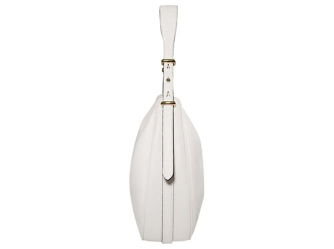 Prada Bolsa de ombro de couro branco com logo triangular Arke para mulheres - Grande - vista 3