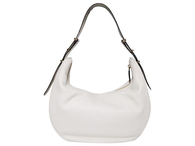 Prada Bolsa de ombro de couro branco com logo triangular Arke para mulheres - Grande - vista 4