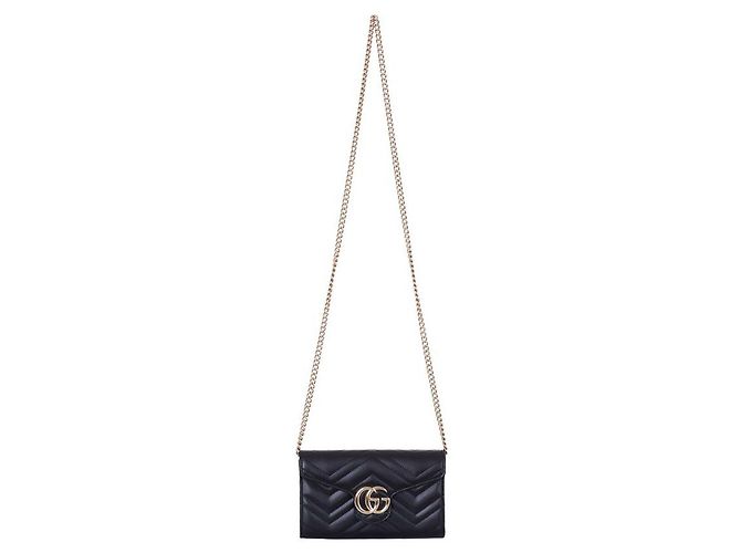 Gucci GG Marmont Borsa a Catena Nera Crossbody Nero - vista 5