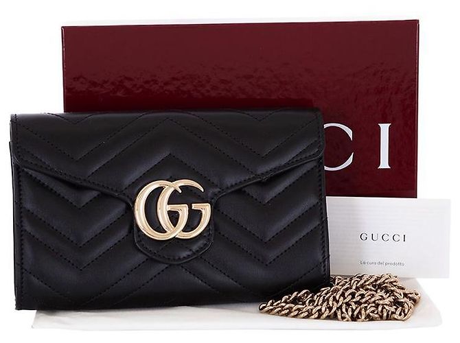 Gucci GG Marmont Borsa a Catena Nera Crossbody Nero - vista 9