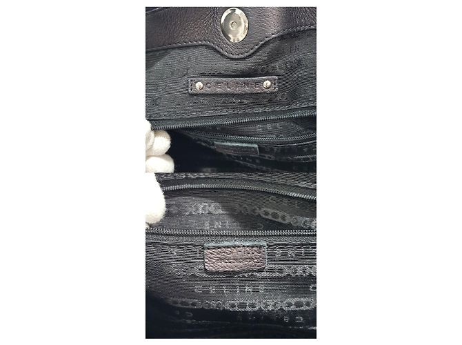 Céline Borsa a spalla in pelle nera Nero - vista 10