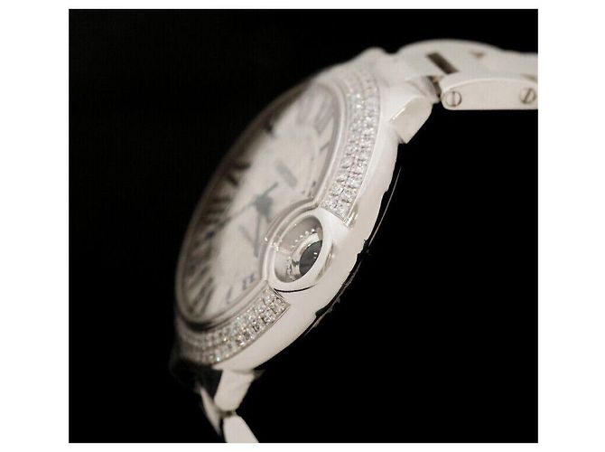 Cartier Ballon Bleu Reloj con Bisel de Diamante en Oro Blanco Dorado - vista 3