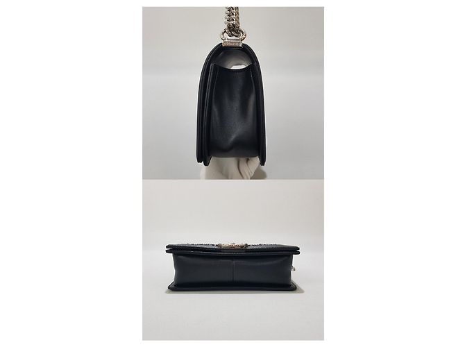 Chanel Borsa Boy in Tweed Serie Media Nero - vista 4