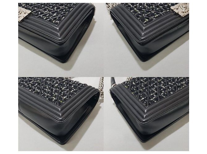 Chanel Borsa Boy in Tweed Serie Media Nero - vista 7