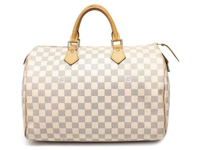 Louis Vuitton Bolso Tote Speedy en Lona Damier Azur Blanco - vista 2