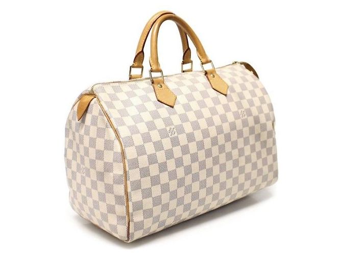 Louis Vuitton Bolso Tote Speedy en Lona Damier Azur Blanco - vista 3