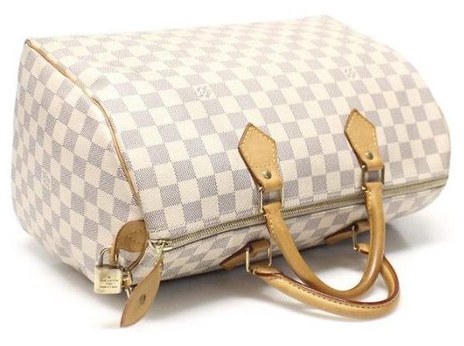 Louis Vuitton Bolso Tote Speedy en Lona Damier Azur Blanco - vista 4