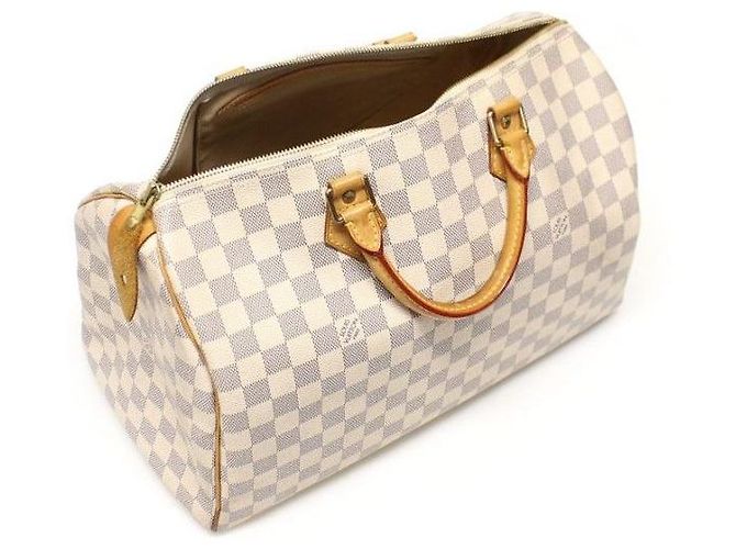 Louis Vuitton Bolso Tote Speedy en Lona Damier Azur Blanco - vista 6