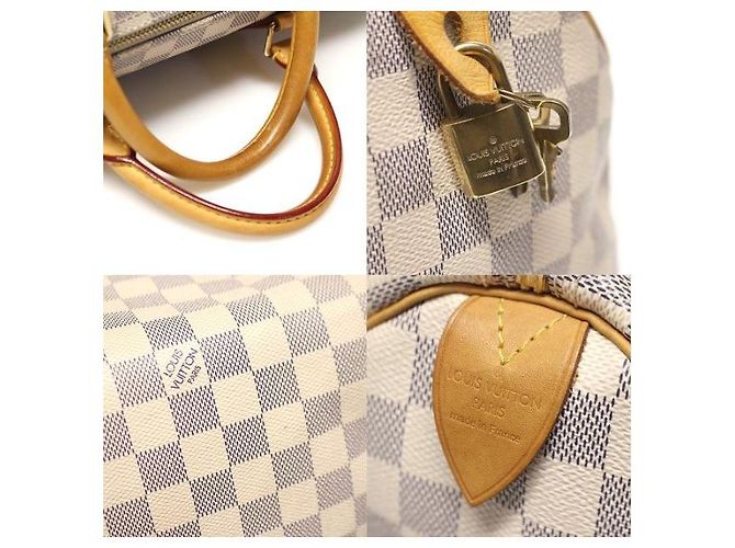 Louis Vuitton Bolso Tote Speedy en Lona Damier Azur Blanco - vista 8