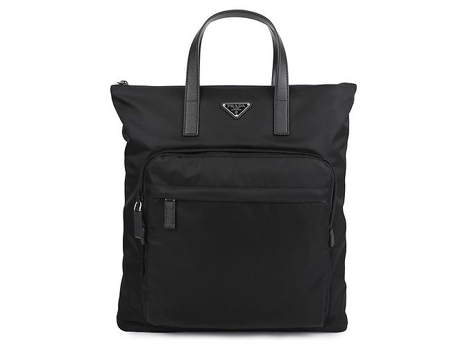 Prada Ras Nylon Saffiano Leder Tragetasche Schwarz - Ansicht 4