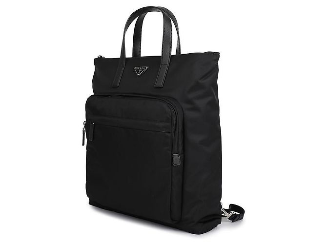 Prada Ras Nylon Saffiano Leder Tragetasche Schwarz - Ansicht 5