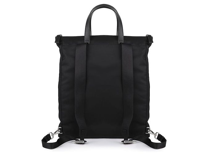 Prada Ras Nylon Saffiano Leder Tragetasche Schwarz - Ansicht 6