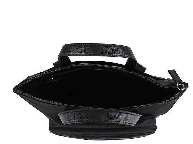Prada Ras Nylon Saffiano Leder Tragetasche Schwarz - Ansicht 8