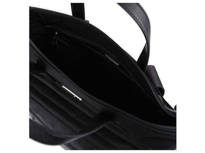 Prada Ras Nylon Saffiano Leder Tragetasche Schwarz - Ansicht 9