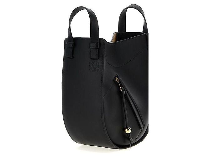 Loewe Borsa Hammock Slice in vitello lucido Nero - vista 6