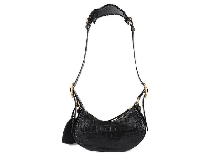 Balenciaga Borsa a Spalla in Coccodrillo Nero - vista 5