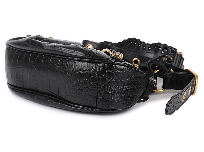 Balenciaga Borsa a Spalla in Coccodrillo Nero - vista 6
