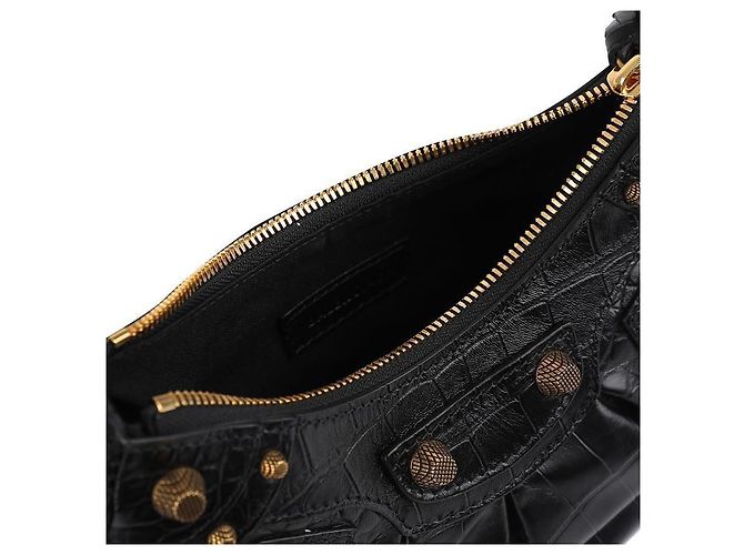 Balenciaga Borsa a Spalla in Coccodrillo Nero - vista 8