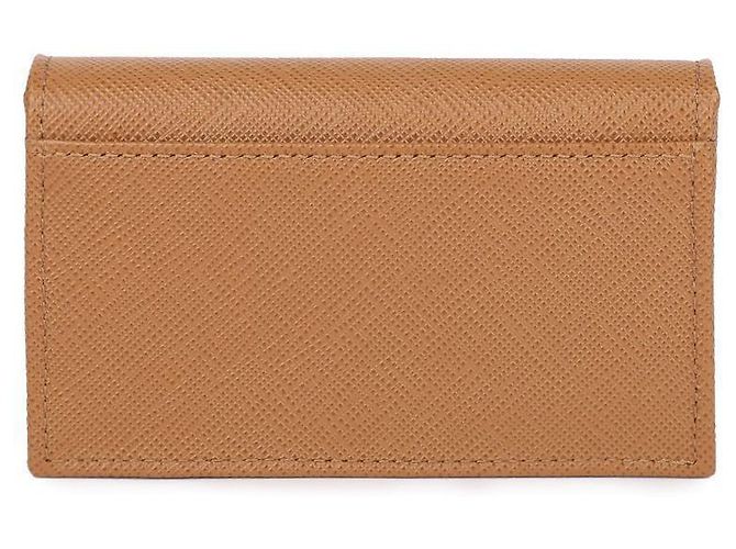 Prada Tarjetero de cuero Saffiano con logo en triángulo Castaño - vista 5
