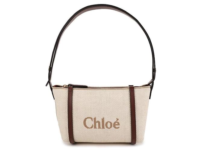 Chloé Borsa a tracolla in rafia Bianco - vista 3