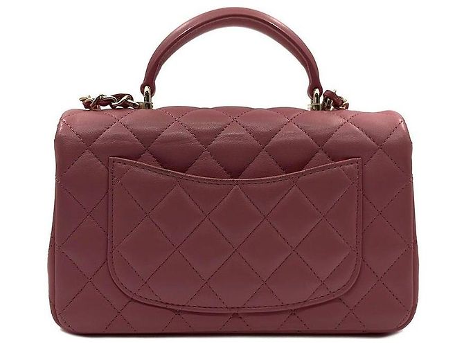 Chanel Borsa a tracolla mini nuova in pelle di agnello con manico superiore Rosa - vista 4