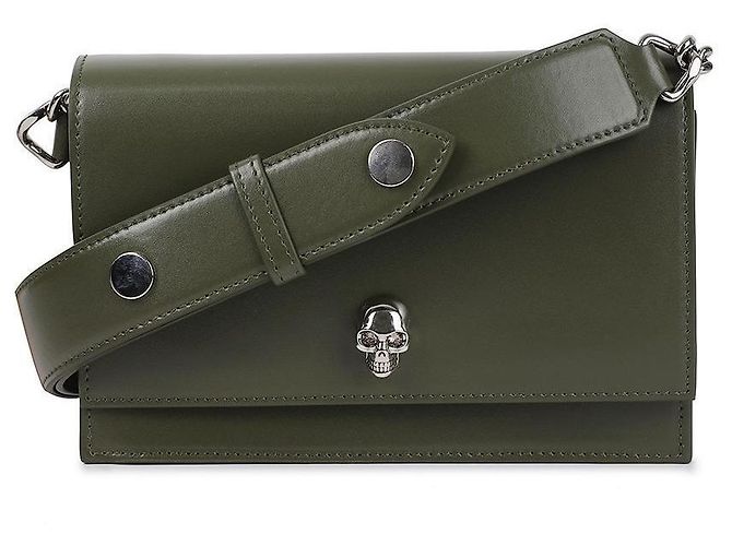 Alexander Mcqueen Borsa Biker Piccolo Teschio Marrone - vista 3