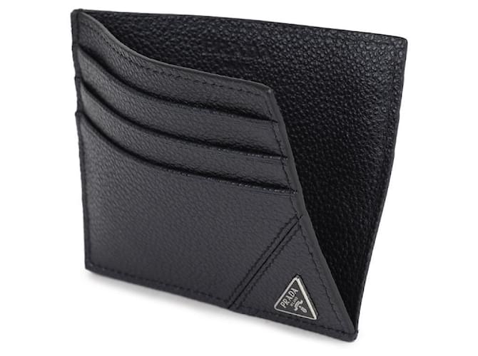 Prada Tarjetero de piel de ternera granulada con logo triangular Azul - vista 7