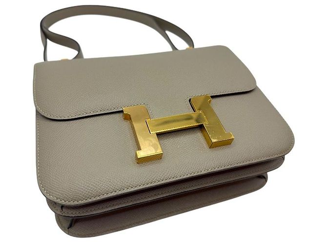 Hermès Borsa a flap Constance Epsom in oro Marrone - vista 5