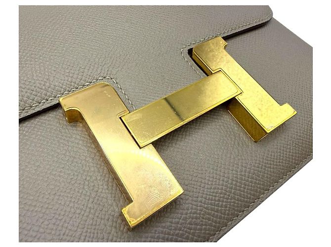 Hermès Borsa a flap Constance Epsom in oro Marrone - vista 6