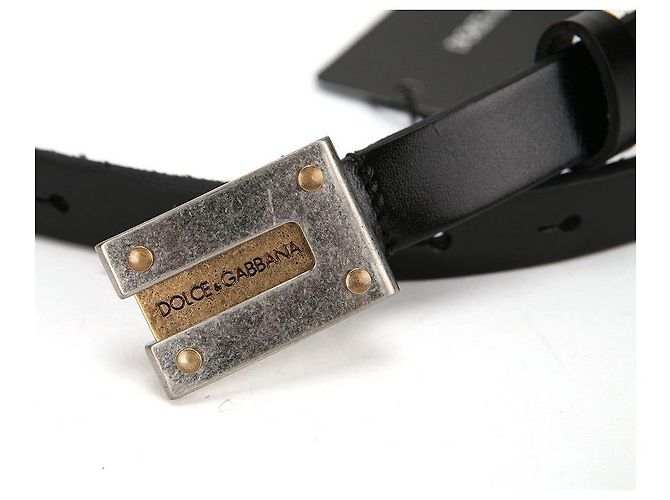 Dolce & Gabbana Dünner Gürtel mit antikem Teller Schwarz - Ansicht 2